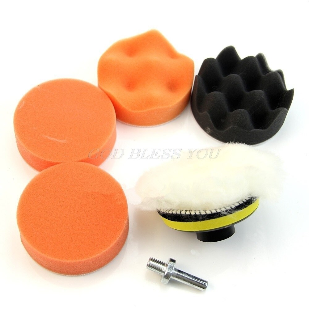 Almohadilla pulidora de 3 pulgadas, Kit de rueda de pulido de coche, adaptador de taladro M14, 7 Uds.