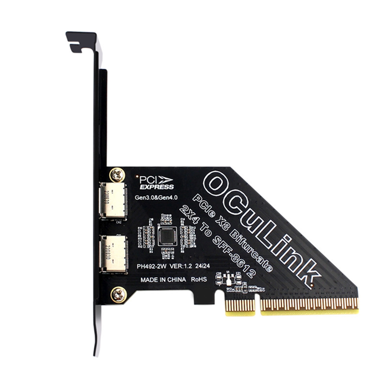 SFF 8611 & 8612 Adapter Card Pcie 4.0 X8 To Oculink Support Convert SFF-8639 U.2 SSD 2-Port Expansion Card