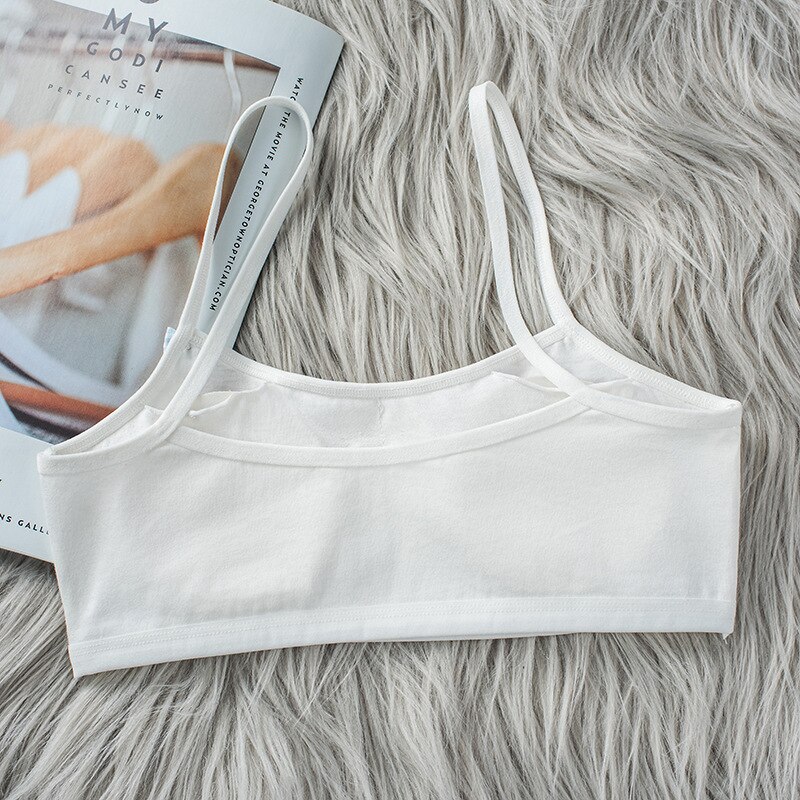 Girl Bra Cartoon Cat Pattern Vest Base Tube Top Cotton Wireless Comfort Bra Sports Bra 8-16 Years Old Training Bra