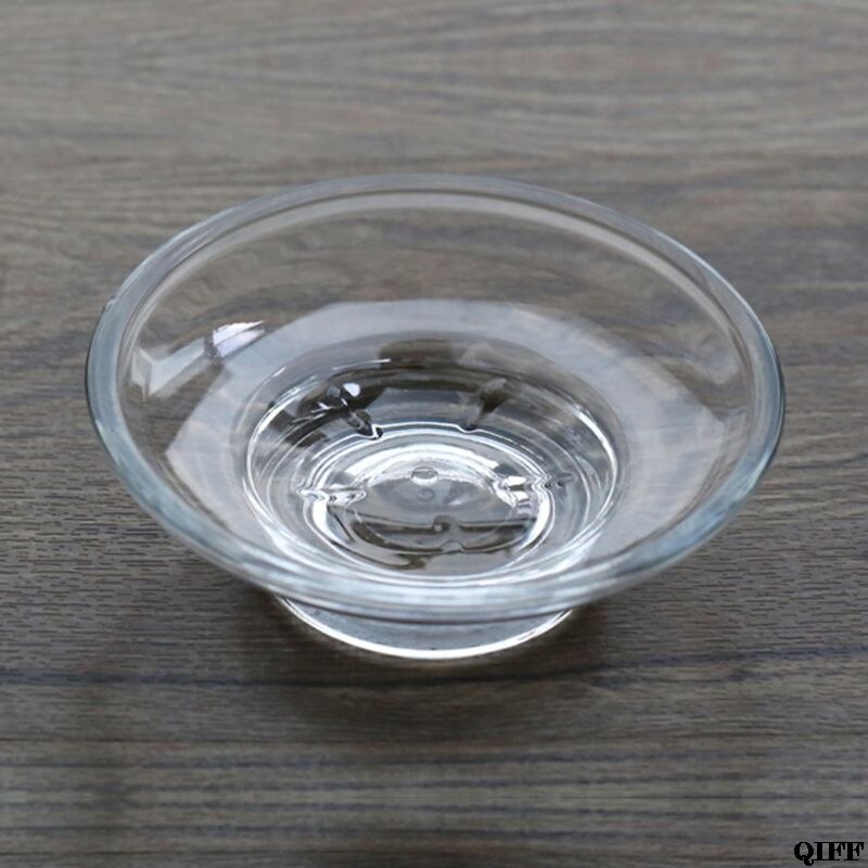 Sæbe skål rundt glas opbevaringsboks klar holder tilbehør til badeværelset hotel: 1 aa 500728- a