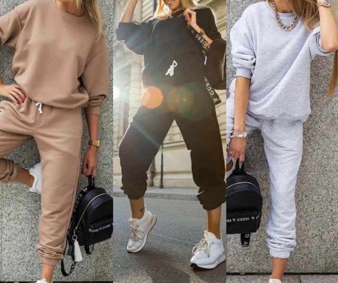 survêtement de sport deux pièces ensemble femmes hauts et pantalons sport costume automne femmes coton solide pantalons de survêtement ensemble femmes pulls