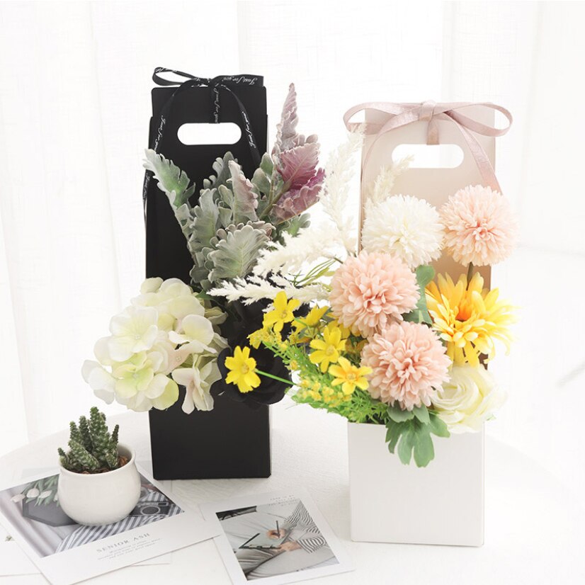 Caja de flores para ramo, cesta impermeable, plegable, , asas para cajas, arreglo hueco, boda, cumpleaños, floristería, embalaje para flores