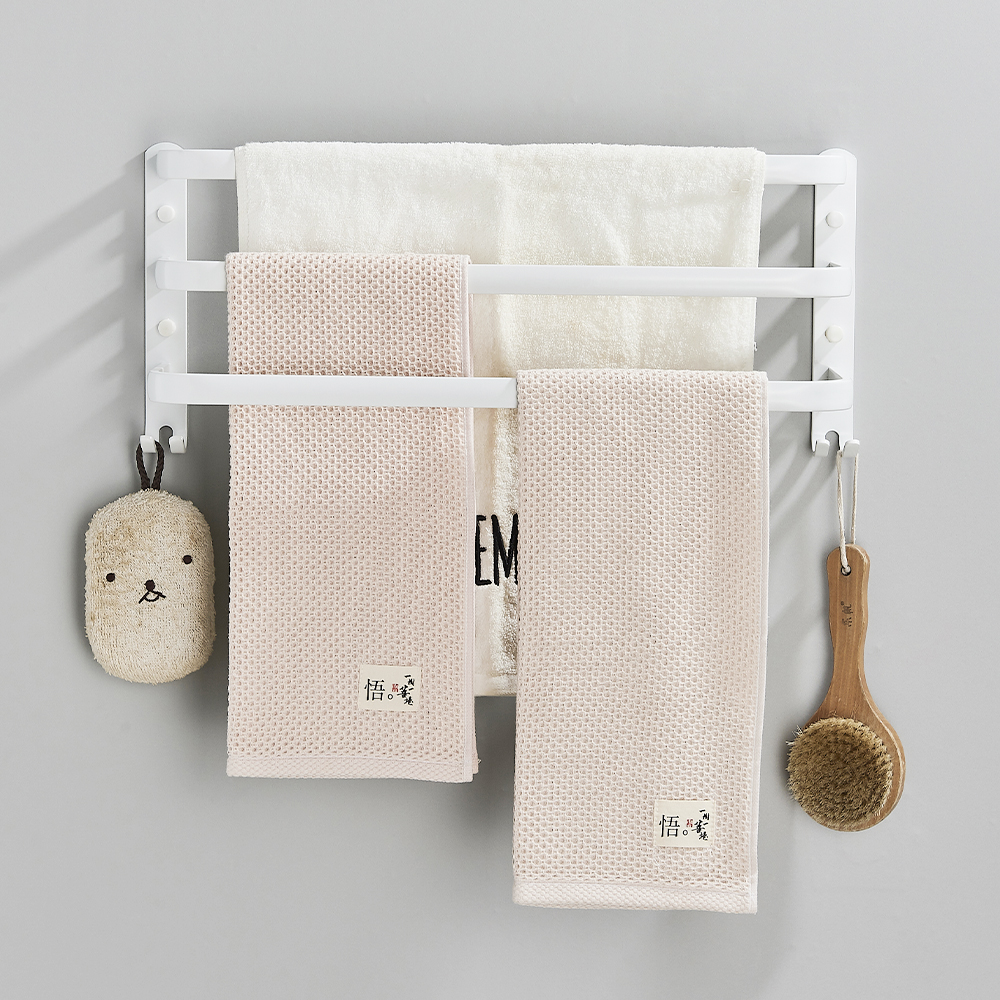 Hvid håndklædestativ badeværelsesplads aluminium håndklædebøjle vægmonteret hvid håndklædestang håndklædeholder uden boremaskine