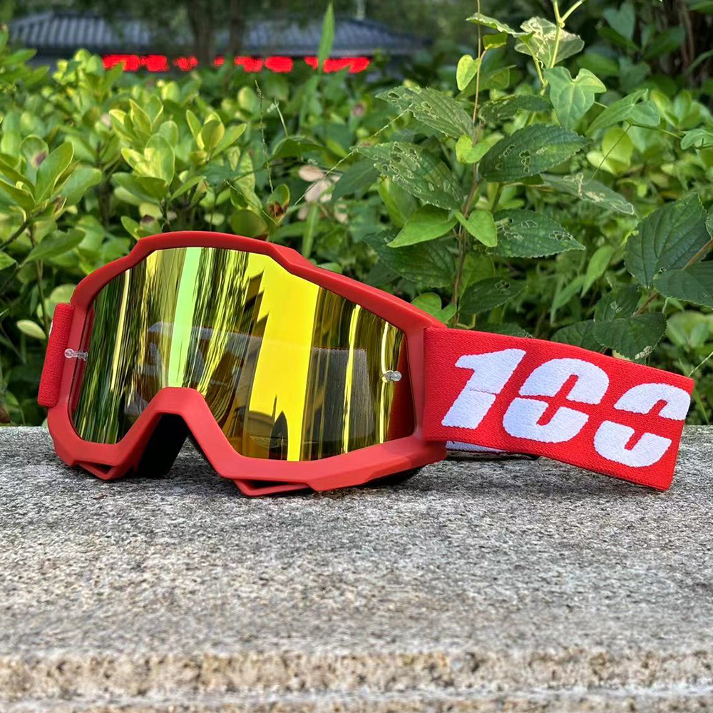 100 motorcykelglasögon motocrossglasögon terränghjälm mx moto dirt bike atv skidåkning utomhussporter glasögon skoter mask: Svart