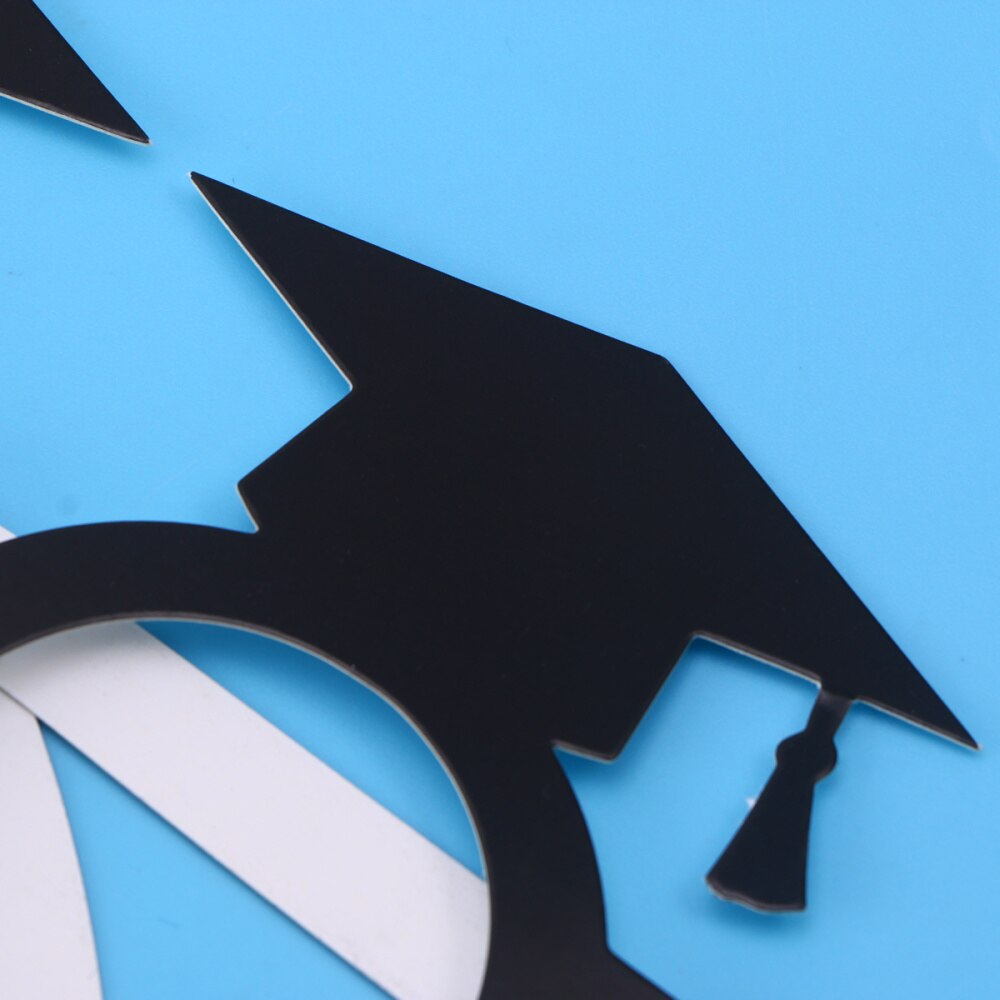8Pcs Doctoraal Hoed Graduation Bril Papier Photo Booth Props Afstuderen Partij Decoratie (Zwart)