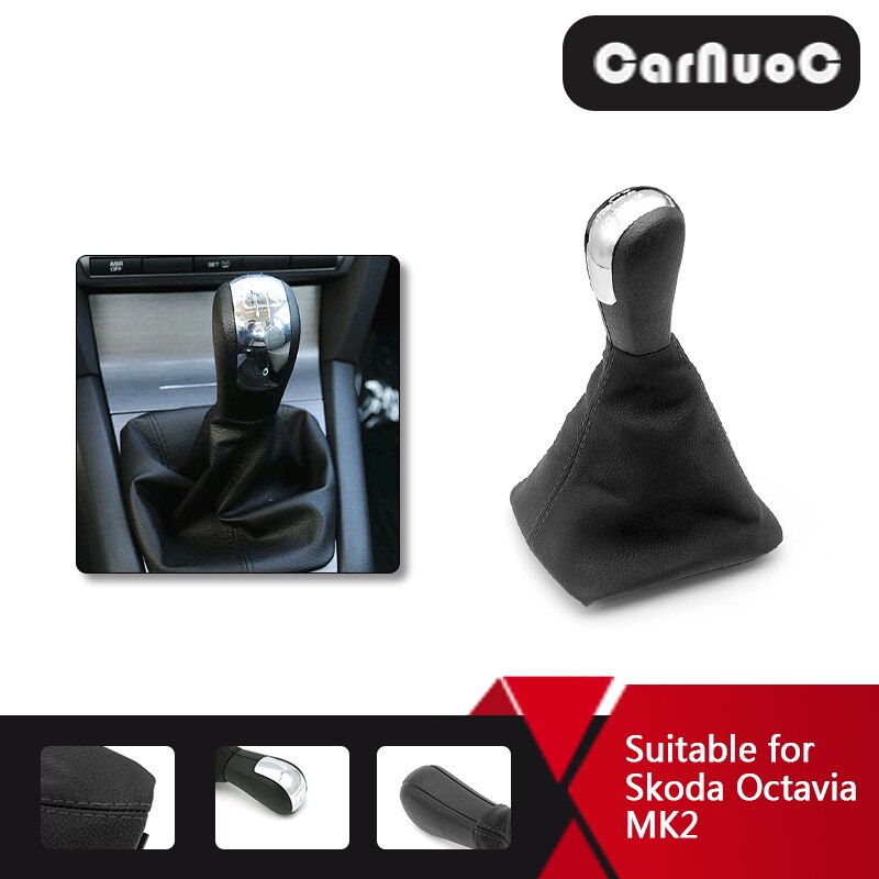 Auto Accessories For Skoda Octavia MK2 Car 5Speed Gear Shift Knob Stick Gaiter Boot Sliver Cap