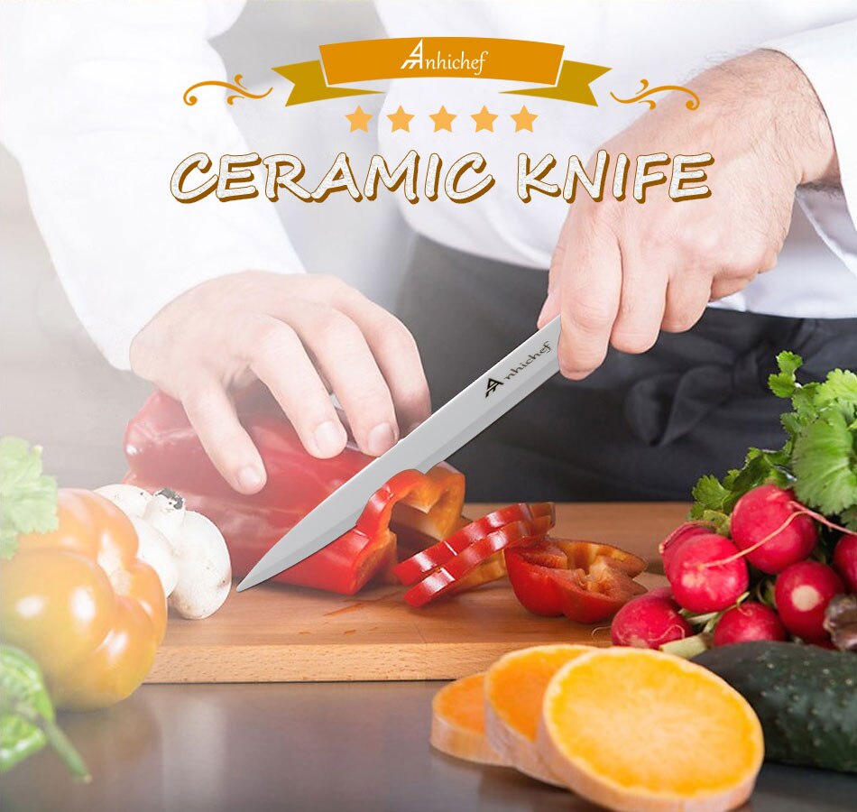 Kökskniv keramiska knivar 3 4 5 6 tum + skalare vitt blad skära frukt grönsakskock verktygskniv set matlagningsverktyg