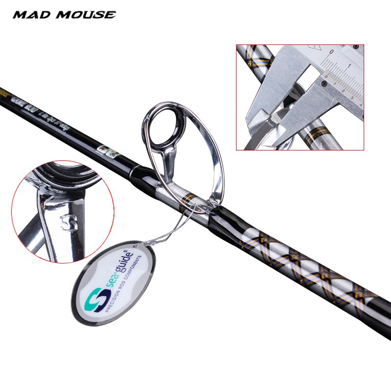 2022 MADMOUSE Big Game Rod High Carbon Strong Power Strengthen Guides Trolling Rod 37-60kgs 60-110lb 1.80m Boat Fishing Rod