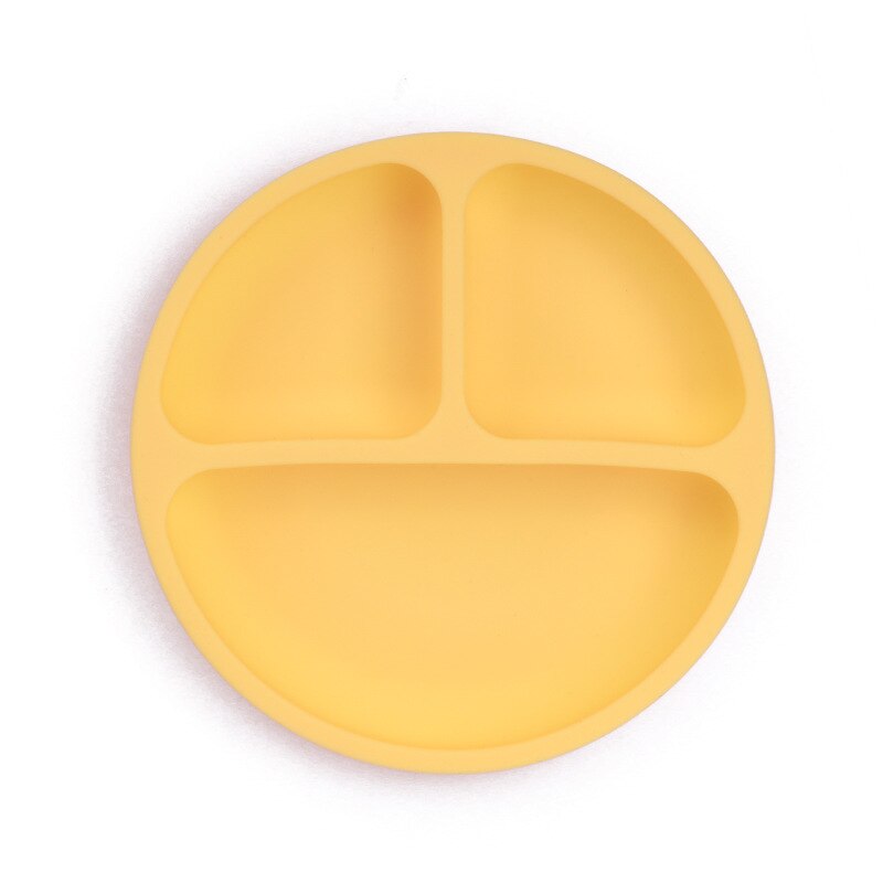 Vaisselle en silicone en forme de bol et assiette avec ventouse pour bébé,service de table pour enfant avec visage souriant,: Yellow