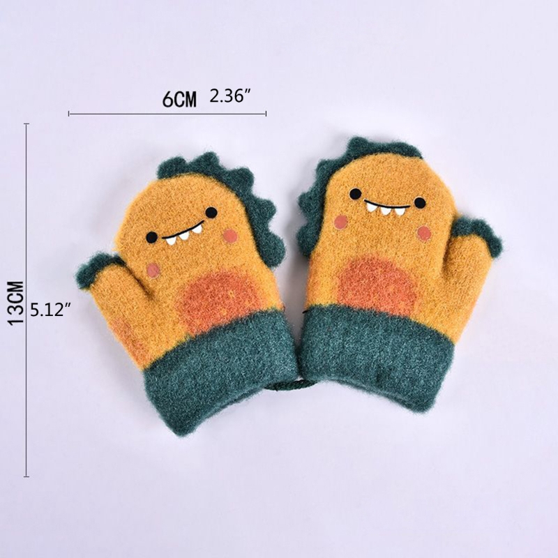 Manoplas de piel de conejo para niños, mitones de punto gruesos y cálidos para bebés de 1 a 3 años, guante de invierno con cuello colgante, guantes suaves para bebés