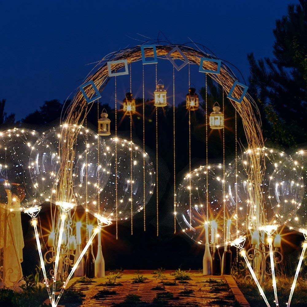 Réutilisable LED Lumineuse BALLON Transparent Rond Bulle Fête D'anniversaire Décoration De Mariage Ballon À BULLES Bébé Douche Enfants Jouet: 3pc ballon