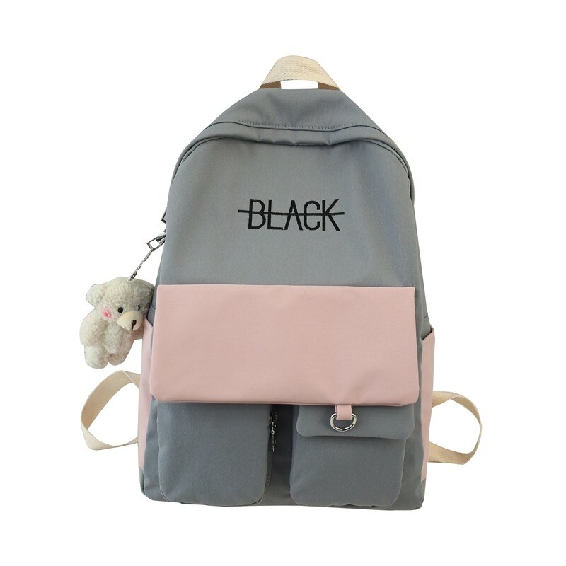 Nouvelle tendance femme sac à dos sacs d'école imperméables pour adolescentes grande poche Nylon couleur bonbon collège sac à dos Mochila: gray pink