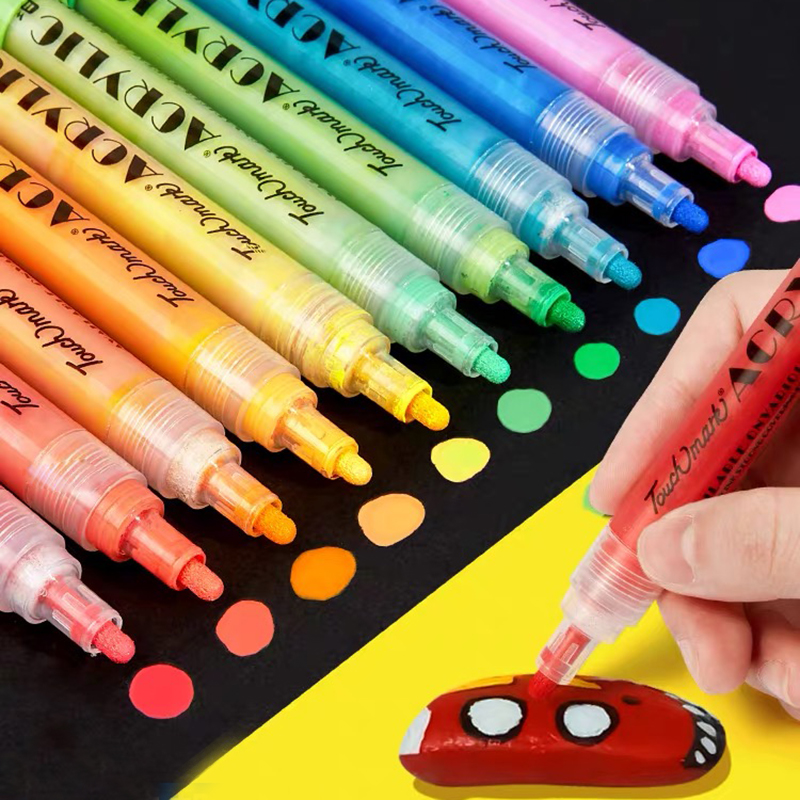 Marcadores de tinta acrílica de 60/48/36 cores-canetas metálicas brilhantes de 2.0mm para rocha, cerâmica, vidro, madeira, tecido, tela, canecas,