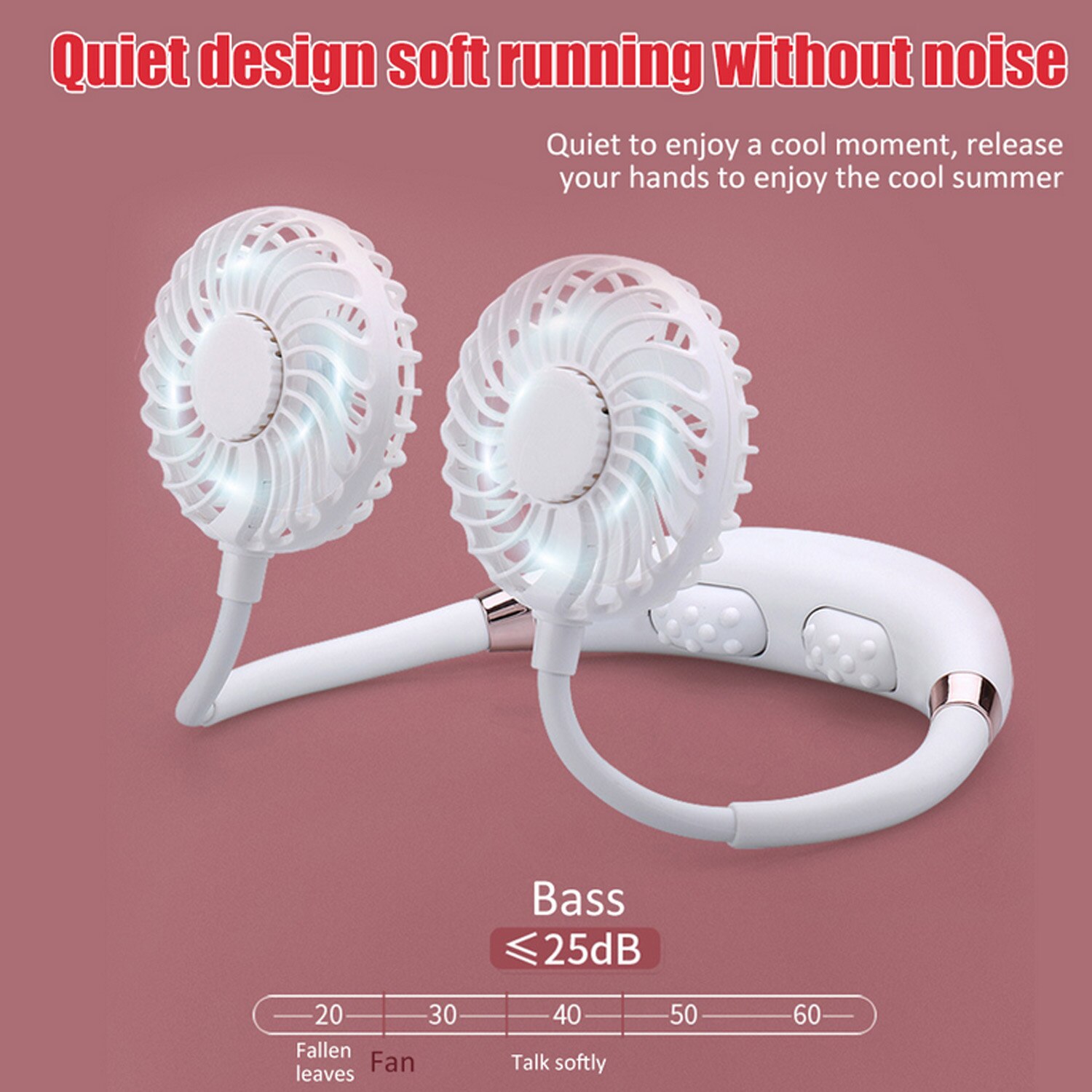 ANENG Portable Neck Fan Dual-Head USB Massage Personal Hands-Free Fan with LED Light Aromatherapy Box for School Travel Office