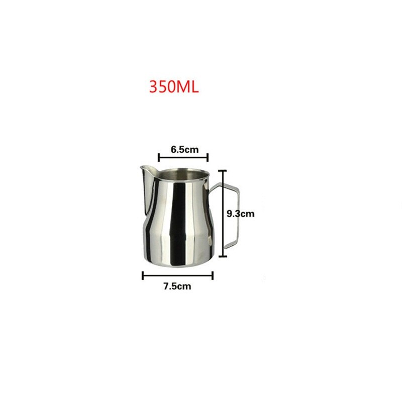 Rostfritt stål mjölkskummande kanna tjock kaffe mjölk skummuggar italiensk latte art kanna mjölkkanna skumkopp 350/550/750ml: 350ml