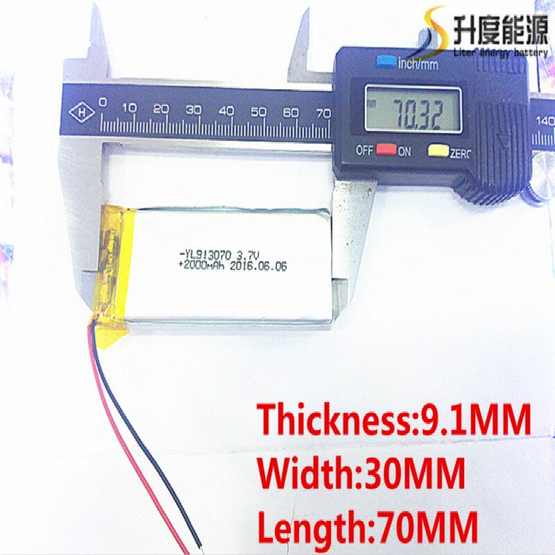 3.7 V lithium polymer battery 2000 mah 903070 mobile power supply tablet GPS navigator