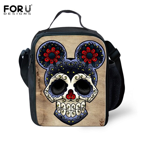 FORUDESIGNS Thermal Insulated Lunch Bag For Women Men Boys Girls 3D Skull Insulation Lunch Box Picnic Food Cooler Lunchbox Bolsa: C644G