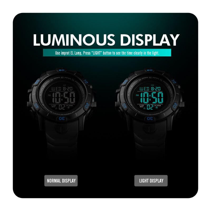Skmei digitaal horloge voor heren led sport polshorloges waterdicht lichtgevende wekker aftelhorloge herenhorloges montres homme