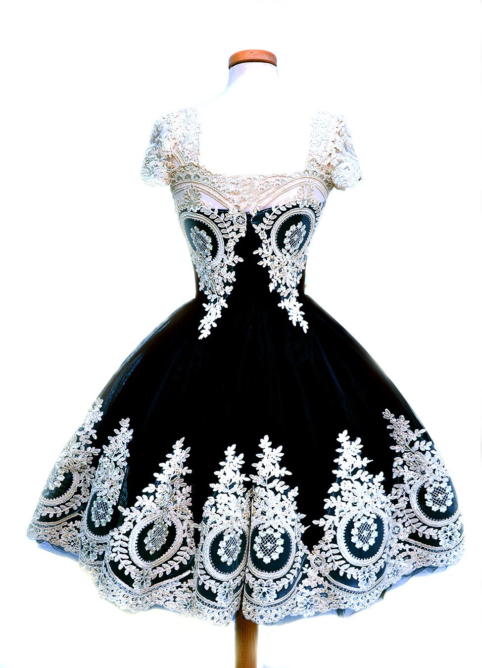 Top venta negro gótico Encaje Vintage vestidos de Club bordados