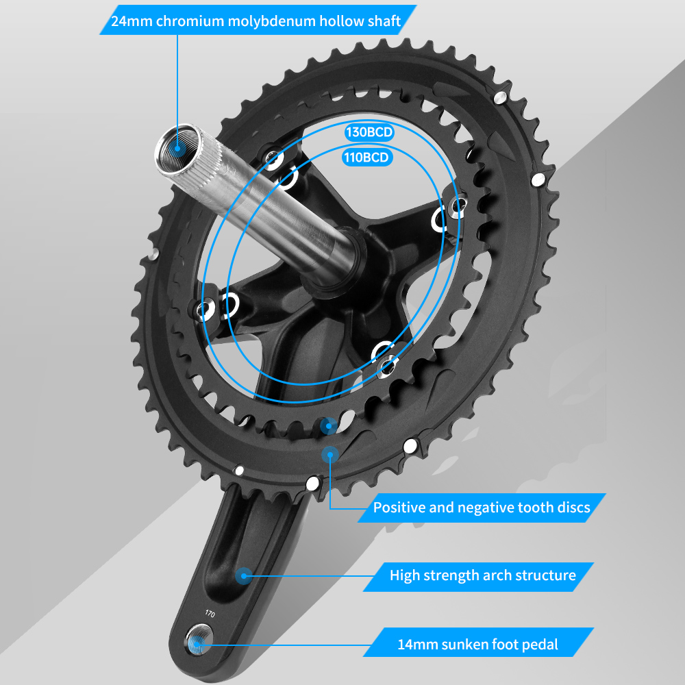 RIRO 706 vélo de route pédalier intégré 170mm 110BCD 53-39T/50-34T Double plateaux pignons creux route vélo chaîne