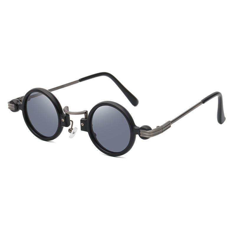 Gafas De Sol redondas pequeñas para hombre y mujer, lentes De Sol Retro Steampunk con montura De Metal, UV400: Rosa