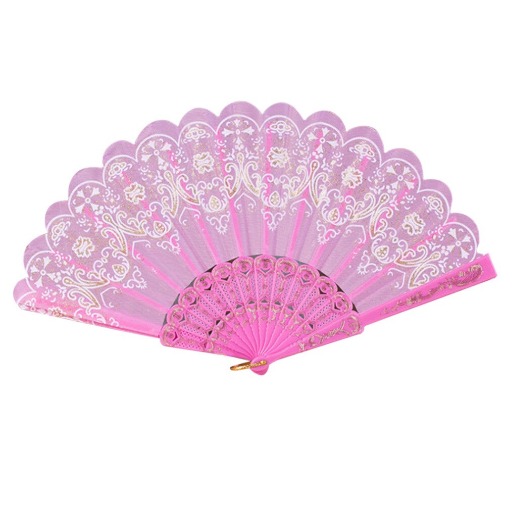 Beste Chinese Stijl Dance Wedding Party Lace Silk Folding Handheld Bloem Fan Party Prestaties Hand Held Rekwisieten: Pink 