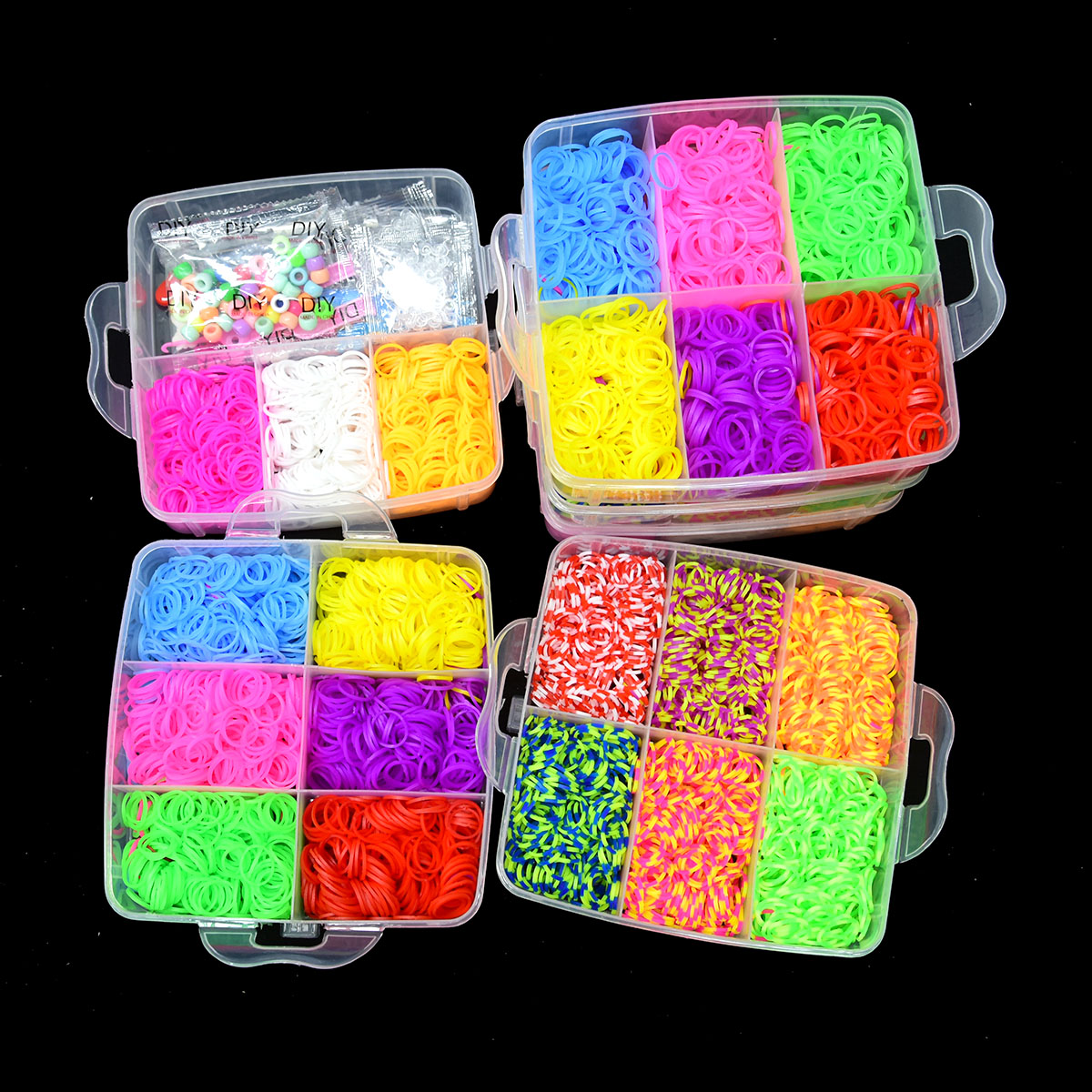 4500 Stuks Rubber Fun Loom Band Kit Kids Diy Armband Siliconen Loom Bands 3 Lagen Pvc Doos Familie loom Kit