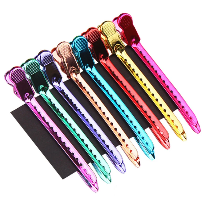 12pcs Alligator Hair Clips Hairdressing Clamps Steel Hairpins Hair Claw Barber For Curly Hair Style Partition Clips