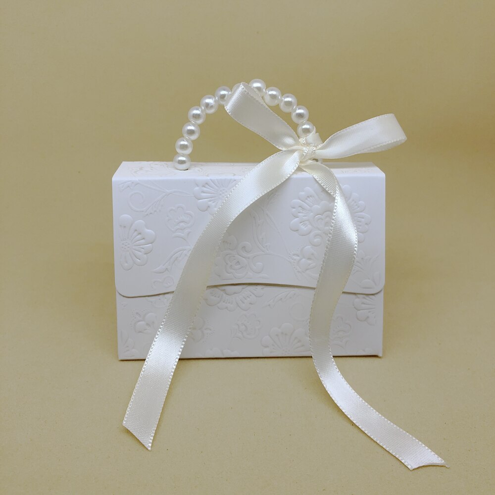 RMTPT 10pcs/lot Portable Party Wedding Favor Boxes Chocolate Treat Candy Bag Baby Shower Birthday Party Decoration: white / L