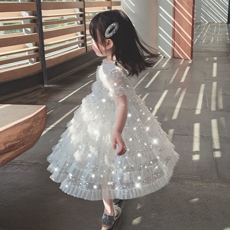 Zoete Meisjes Wit Mesh Jurk Kinderen Zomer Prinses Jurken Mouwloze Casual Mode Dresse 'S Voor Kids 1-6T
