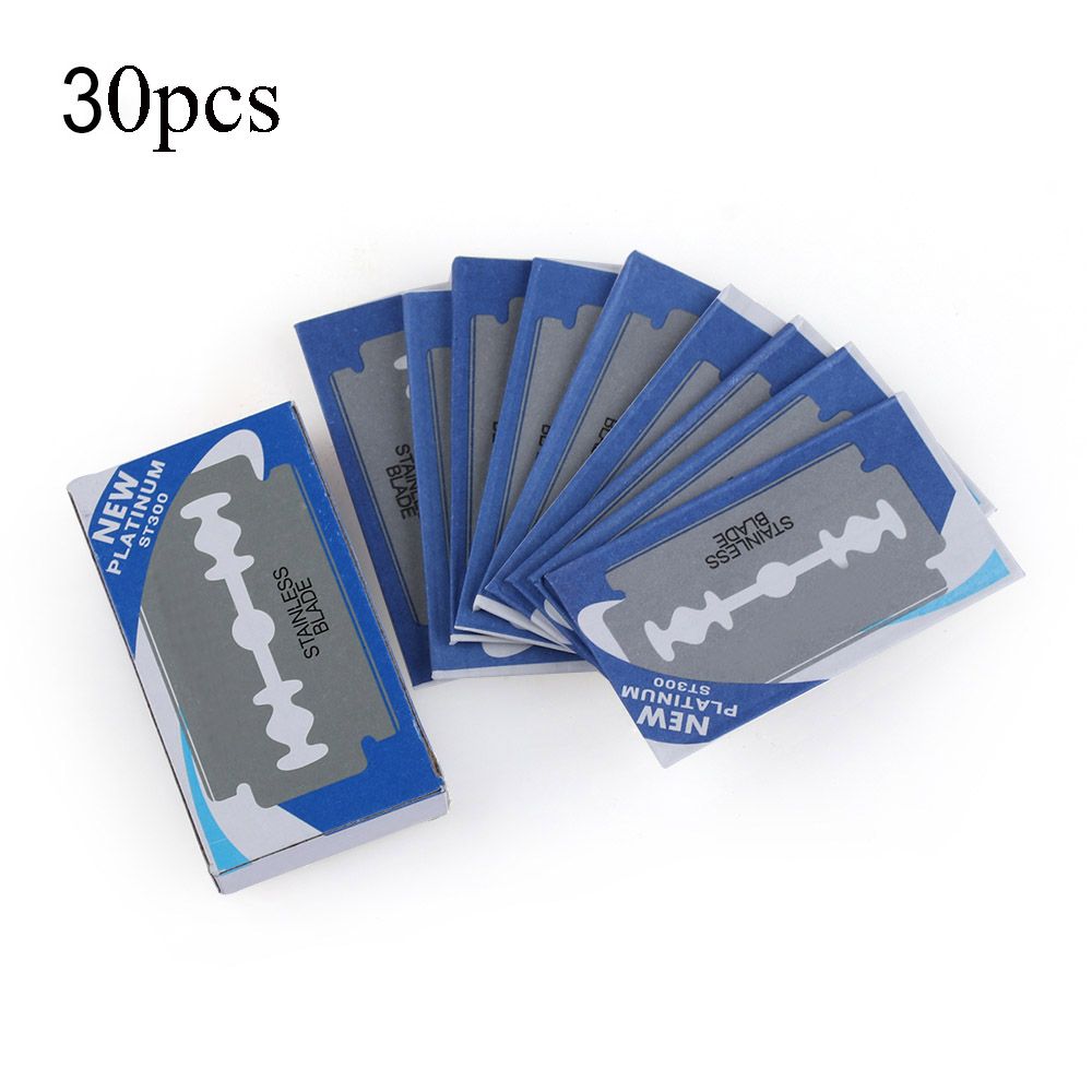 1PC Manual Shaver Stainless Steel Straight Edge Sharp Barber Razor Folding Shaving Beard Cutter With Blade Beard Cleaning Tool: 30pcs blades