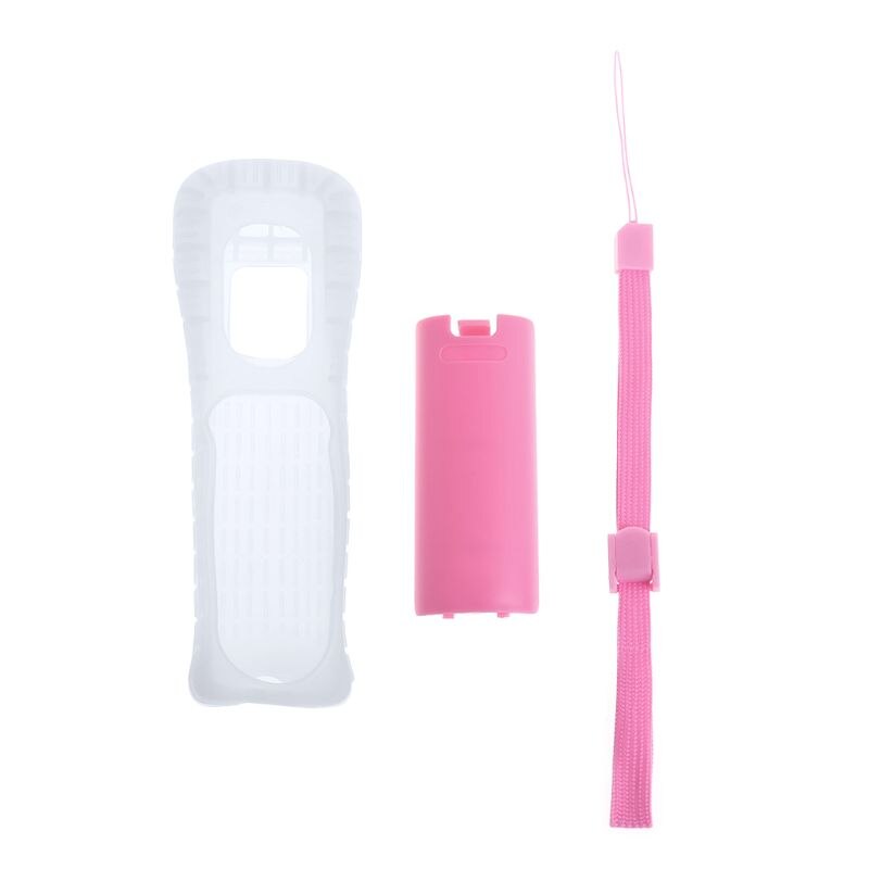 Funda protectora de silicona, carcasa trasera para batería, correa de mano, Kit de repuesto para Nintendo WII mando a distancia: PK