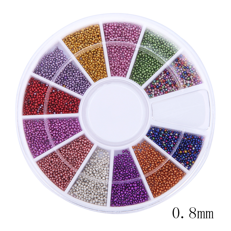 Monja-cuentas de cristal de Caviar para manicura, accesorios de decoración de uñas en 3D, 12 colores caramelo, 0,8mm: 0.8mm