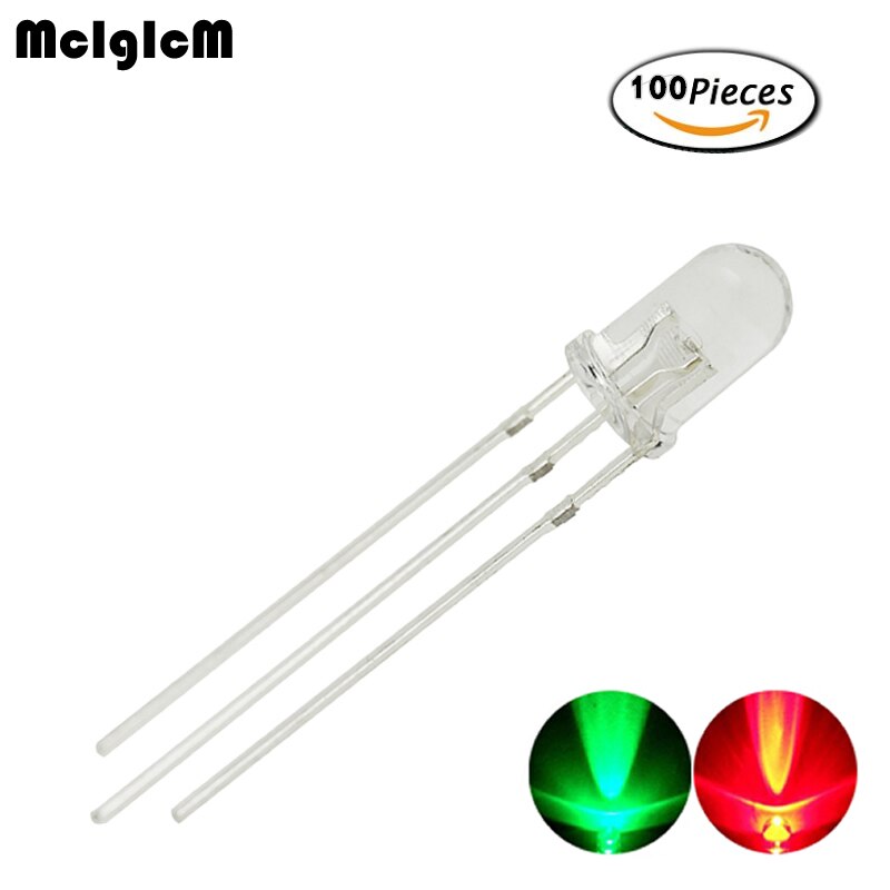 MCIGICM 100 pcs LED 3mm Ronde Diffuus Rode & Groene twee Kleur Gemeenschappelijke Anode kathode LED Diode Light Emitting diode