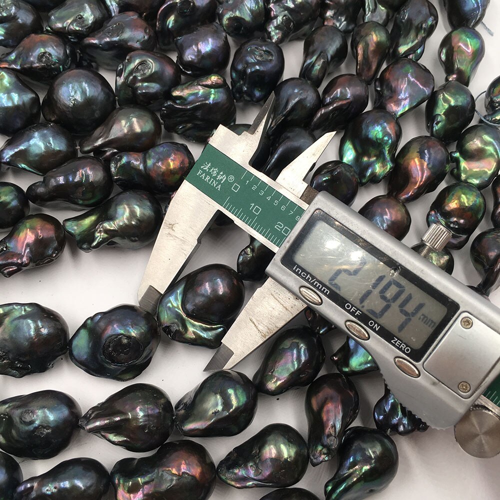 Perle d'eau douce ample 16 pouces, avec brin de forme baroque, grande perle de 13-17mm x 20-30mm, 100% Noir mourant, couleur noire