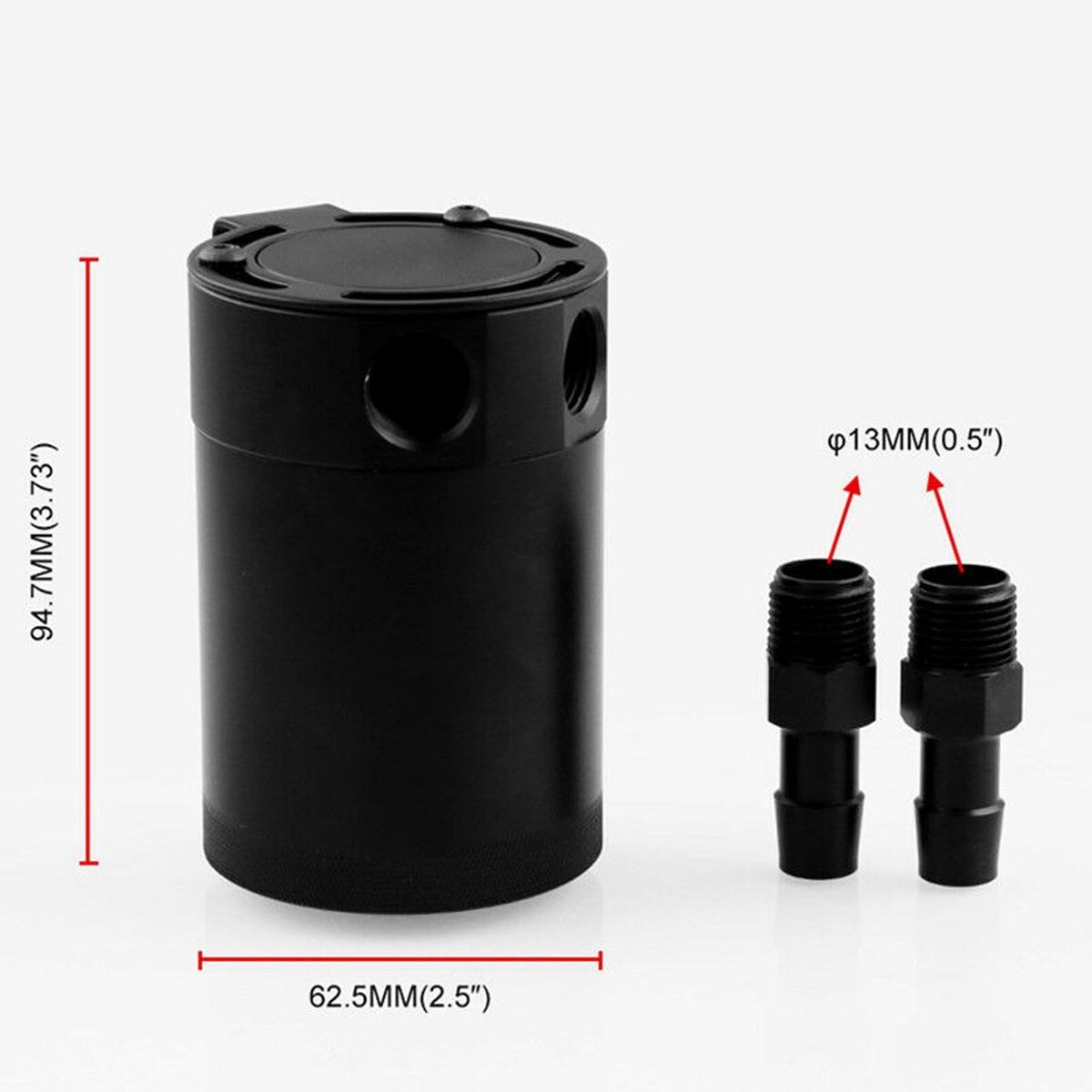 Oil Catch Can Compact Baffled 2-Port Universal Aluminum Reservoir Oil Catch Tank Two Hole Breathable Kettle Fuel Tank Parts
