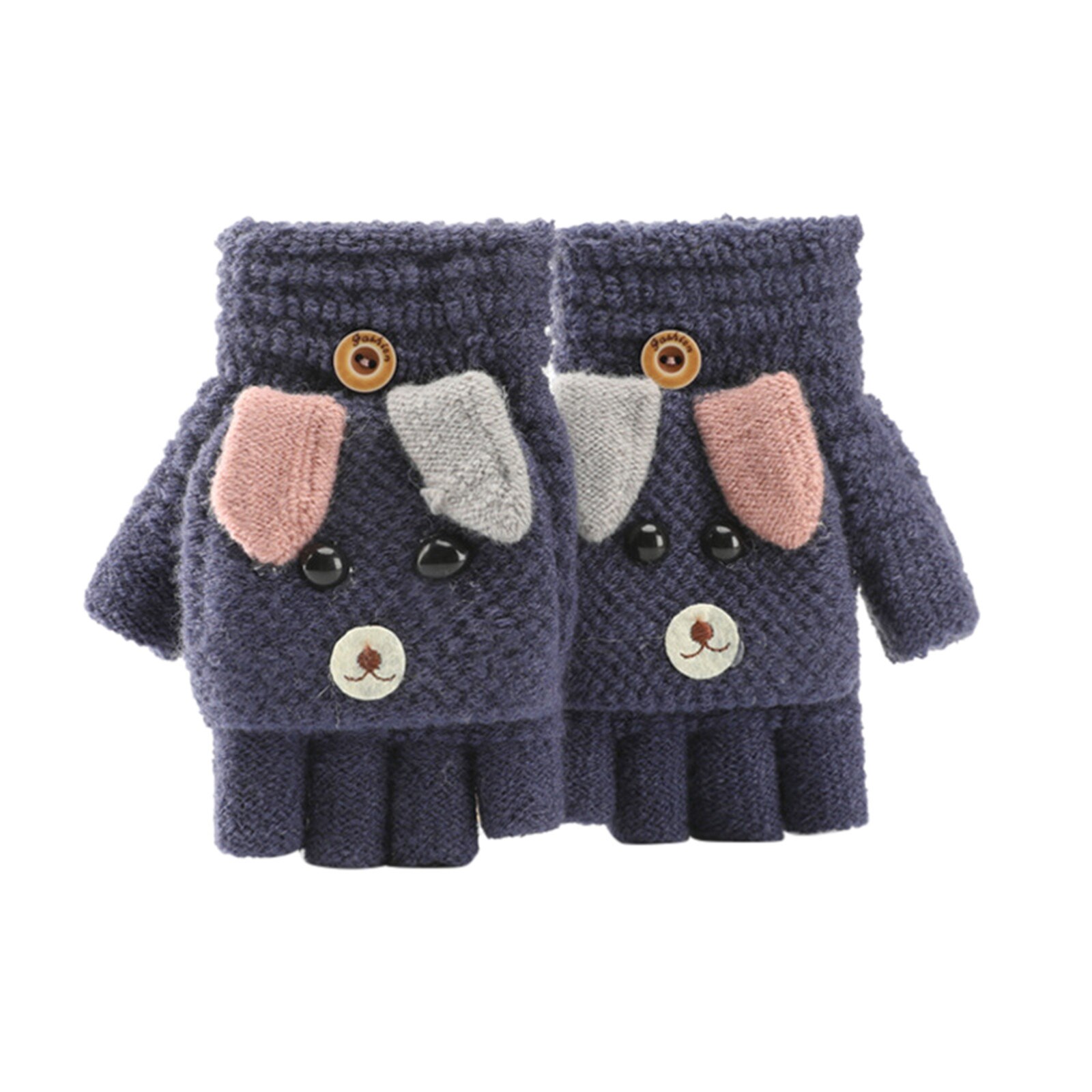enfants gants hiver doux Convertible haut gants enfants bébé hiver tricot mitaine sans doigts pour 6-12 ans: E