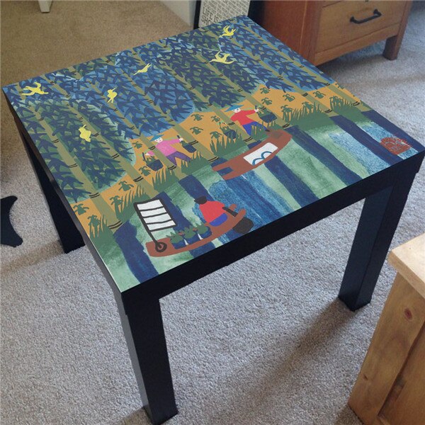 Autocollants de Table en PVC Style Grain de bois, 55x55CM, pour café Bar, autocollant de rénovation de bureau, bricolage, housse de nappe imperméable: LK028