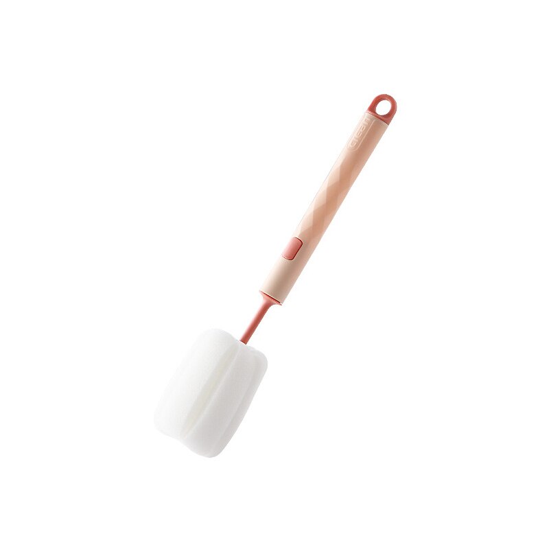Spazzola per biberon Spazzola in spugna morbida Bottiglia d'acqua Tazza di vetro Strumento per la pulizia del lavaggio Scrubber con manico Strumento per la pulizia della cucina: Colore rosa