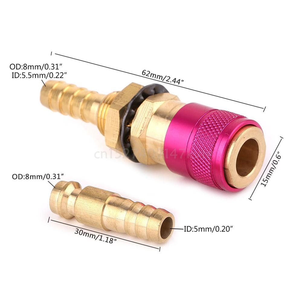 Water Cooled Gas Adapter Quick Connector Fitting For TIG Welding Torch +8mm Plug Random Color