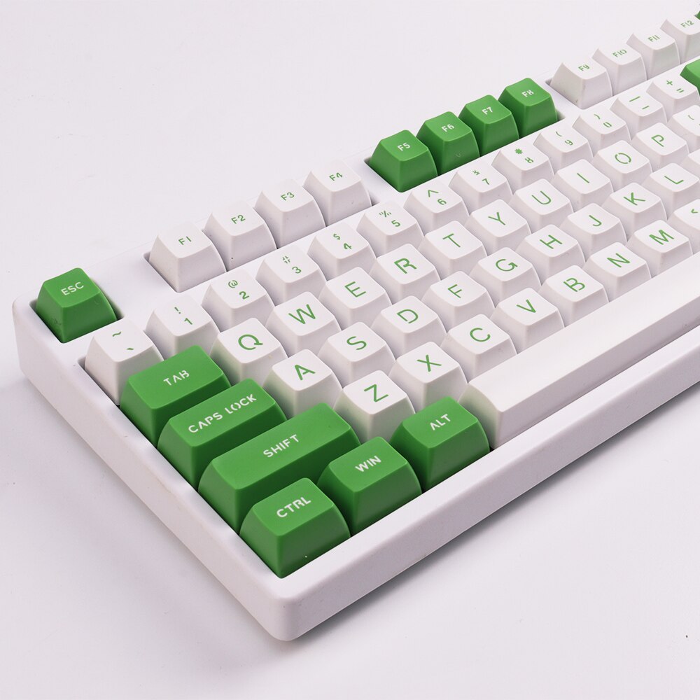 112 Keys SA Profile Keycaps - Double Shot ABS Ball Keycap Set for Cherry MX Mechanical Keyboards: 112 Keys Green White