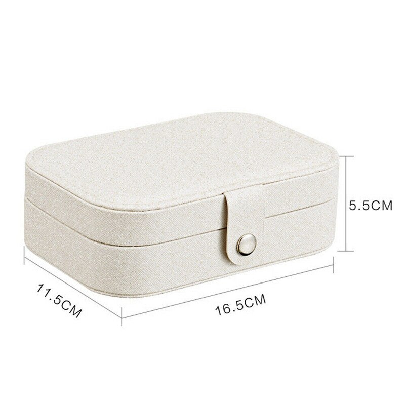 Women Jewelry Box Organizer Ladies Travel Case Earring Ring Necklace Storage Boxes: White