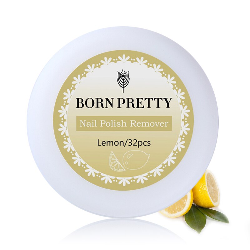 Geboren Pretty Professionele Nagellak Remover Pads Draagbare Vochtig Nat Papier Smaak Nail Art Varnish Snelle Remover Gereedschap 32 Stks/doos: Lemon