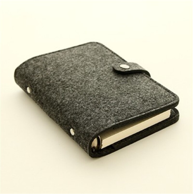 A5 A6 Felt Shell Fabric Notebook Paper Planner Inner Page Ring Binder Stationery Traveler Journal Loose Leaf Notebook: Dark gray / A6