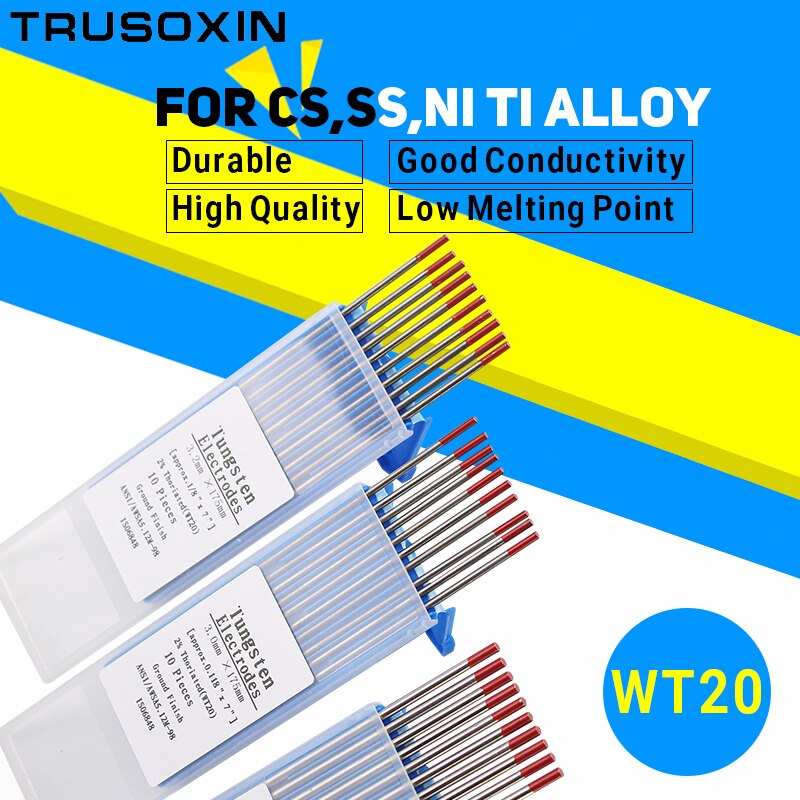 10pcs Red Color Code 175MM Thorium Tungsten Electrode Head Tungsten Needle/Rod for the TIG Welding Machine with TIG Function