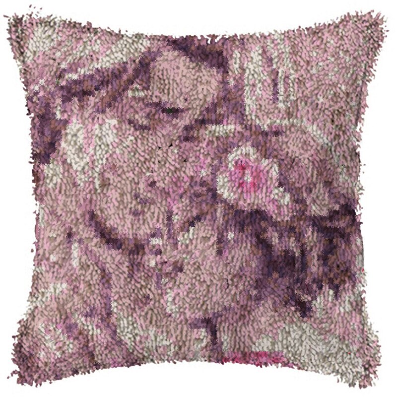 Cartoon Girl Cross StitchLatch Hook Cushion Embroidery 42CM 42CM Kit Pillow Mat DIY Needlework Crocheting Craft: Dark Khaki