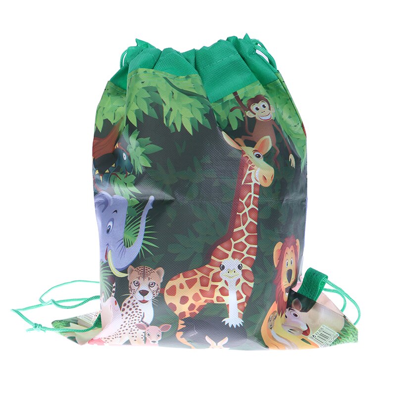 Bolsa de tela no tejida con tema Animal de Zoo Forest, mochila con cordón, bolsa de para fiestas, bolsa de compras, chaleco