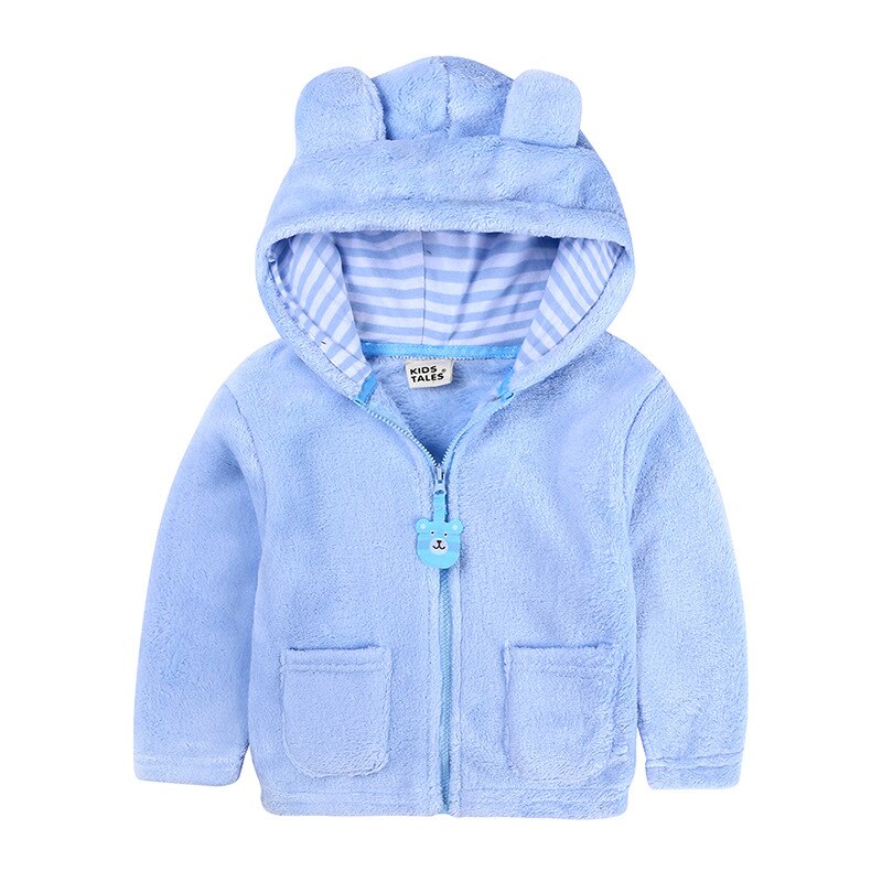 Infantile à capuche corail polaire ours manteau veste pour garçon fille bébé pull avec fermeture à glissière enfants automne et hiver veste enfants manteau: Bleu / 24M
