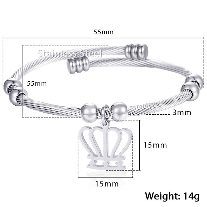 Kvinners armbånd hjerte tre hånd sjarm armring gull farge rustfritt stål armbånd for kvinne smykker 3mm kkgm 45: Kg197 sølv kroner