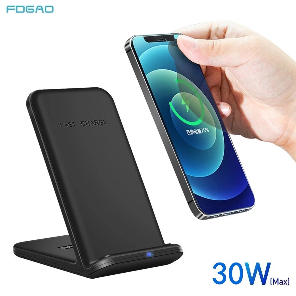 30W Qi Wireless Charger Dock Stand For iPhone 12 11 Pro XS XR X 8 Fast Charging Station Phone Charger for Samsung S21 S20 S10
